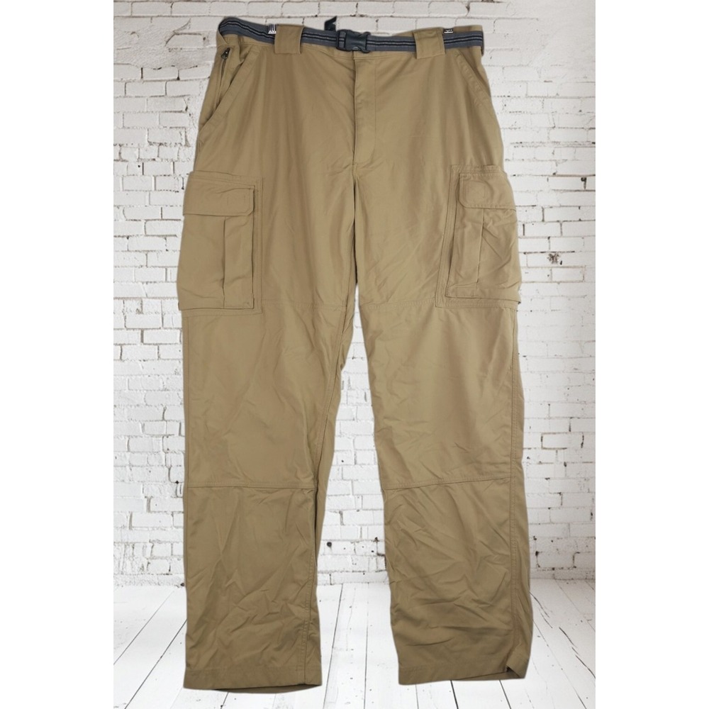 Duluth Trading Belted Pants Mens Size 2XL x 34  42x34 Khaki Hiking Trek Fishing